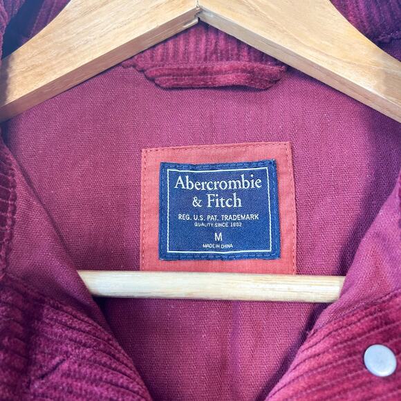 Abercrombie & Fitch Red Corduroy Cropped Trucker Jacket Women’s M - Picture 5 of 9